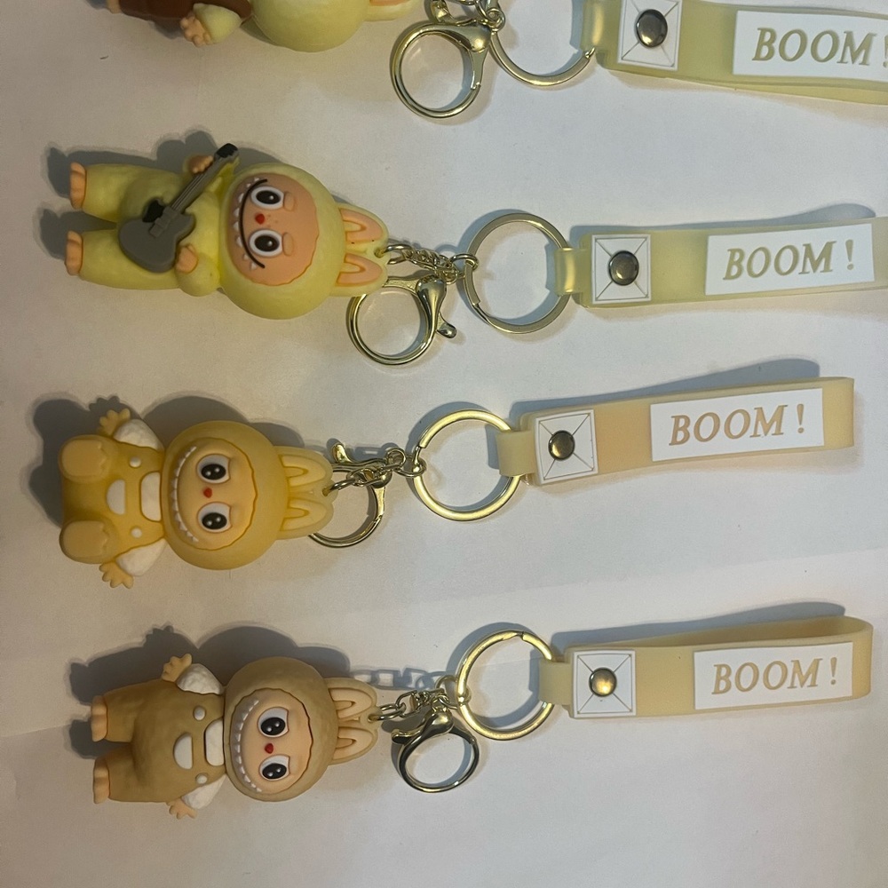 Cute Yellow and Brown Labubu Keychain Set